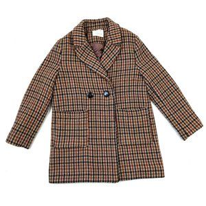 Zara Kids Plaid Pea Coat - Brown and Black